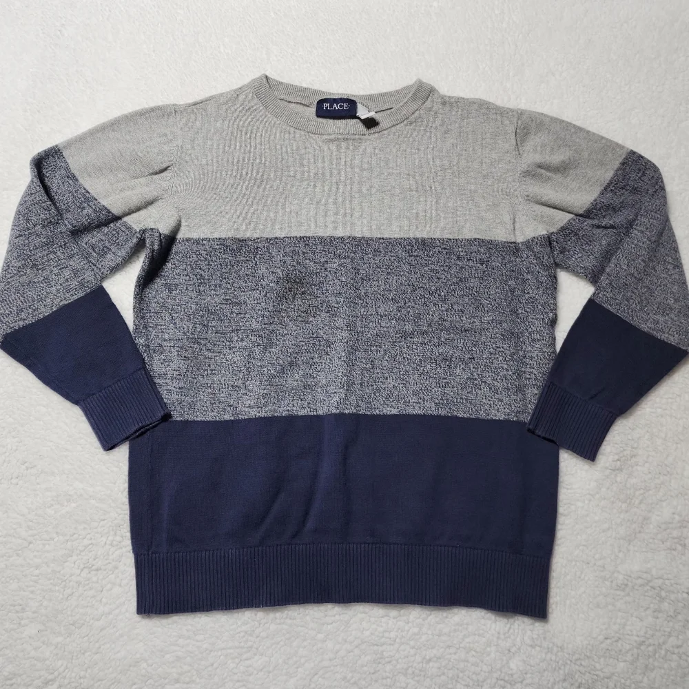 Childrens Place Boys Blue and Gray Colorblock Sweater